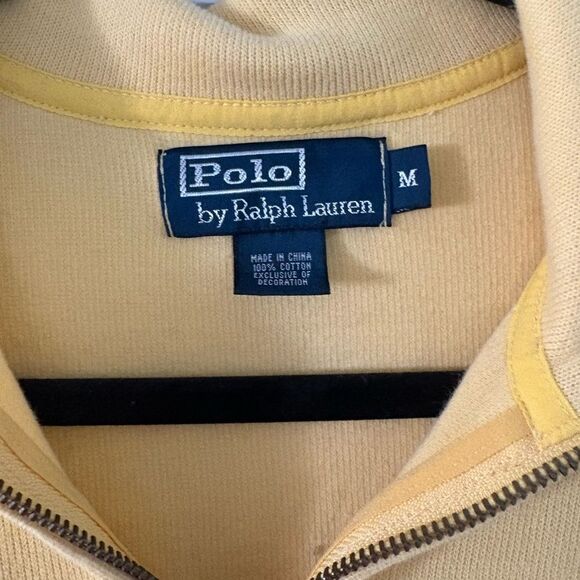 Polo Ralph Lauren 1/4 Zip Sweater Butter Yellow Cotton Medium Classic Preppy - Picture 2 of 6